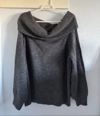 Jersey punto gris hombros descubiertos Pull&Bear