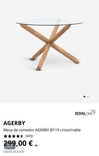 Mesa comedor AGERBY Ø119 cristal/roble