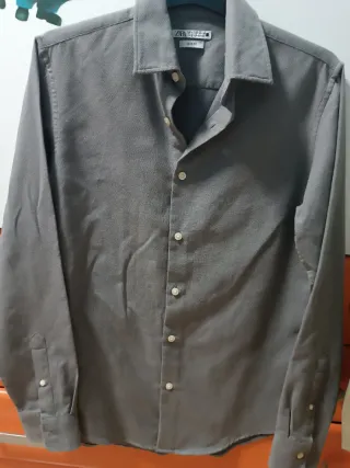 Camisa Zara Slim Fit Gris Hombre Talla S