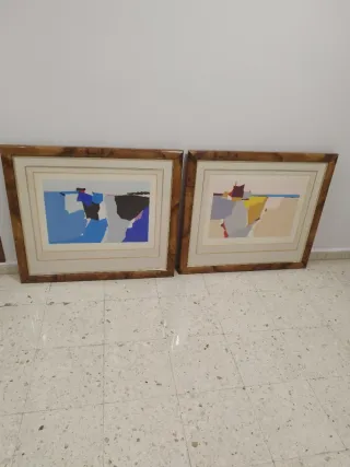 2 Quadri Astratti con Cornice in Legno