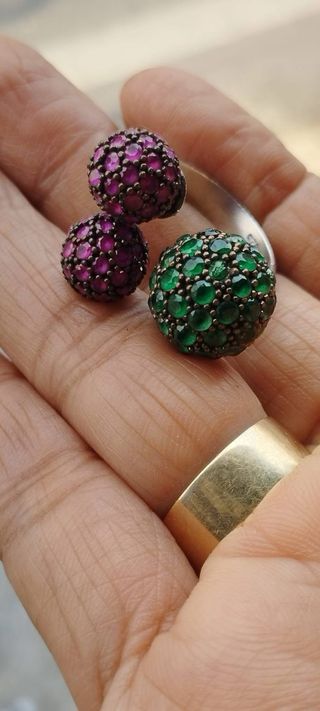 Anillo Plata 925 Esmeraldas y Rubíes Naturales