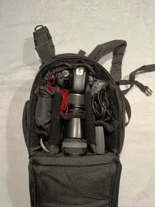 Canon EOS 450D Objetivos 18-55 y 55-200 y mochila