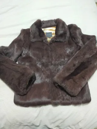 Abrigo corto piel marrón Easy Wear Talla M