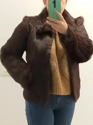 Abrigo corto piel marrón Easy Wear Talla M