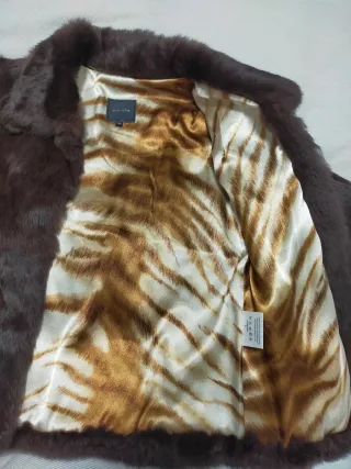 Abrigo corto piel marrón Easy Wear Talla M