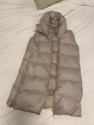 Chaleco largo acolchado mujer beige