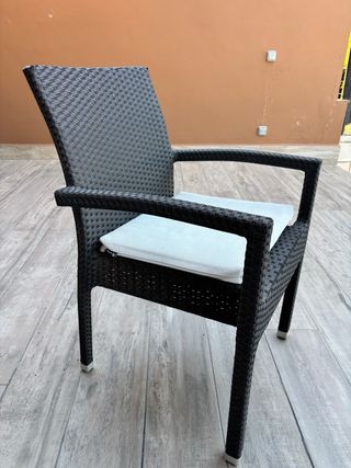 6 Sedie da Esterno in Rattan Nero