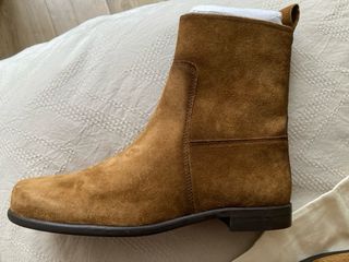 Botines piel serraje camel Massimo Dutti
