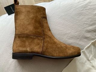 Botines piel serraje camel Massimo Dutti