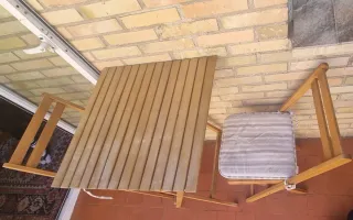 Mesa y 2 Sillas Terraza Madera