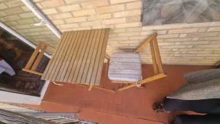 Mesa y 2 Sillas Terraza Madera