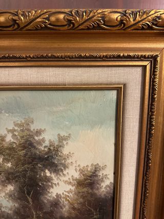 Cuadro antiguo acuarela paisaje