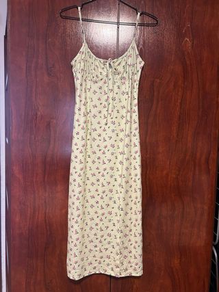 Vestido amarillo floral mujer