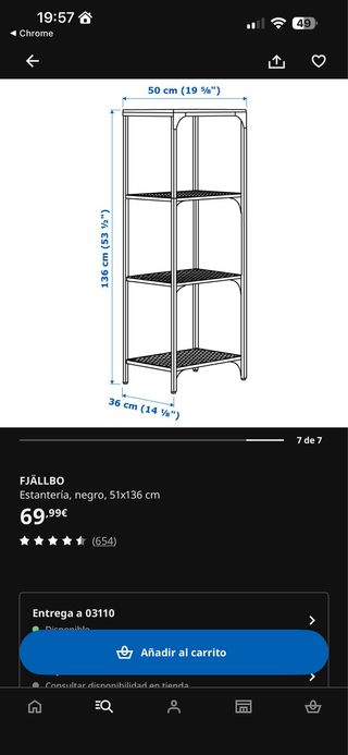 Estantería Ikea Fjallbo Industrial Negra
