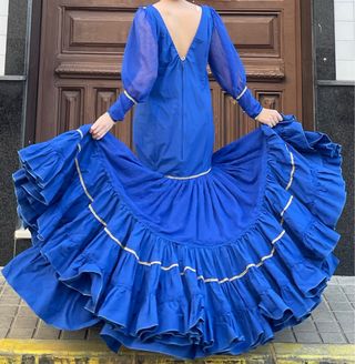 Traje de Flamenca Azul Talla 38/40