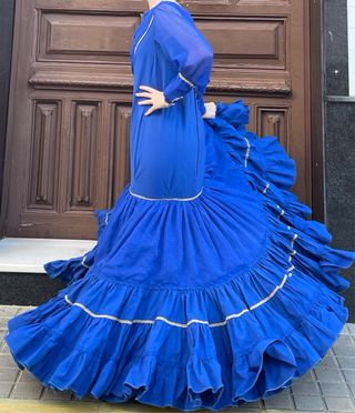 Traje de Flamenca Azul Talla 38/40