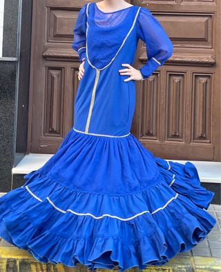 Traje de Flamenca Azul Talla 38/40