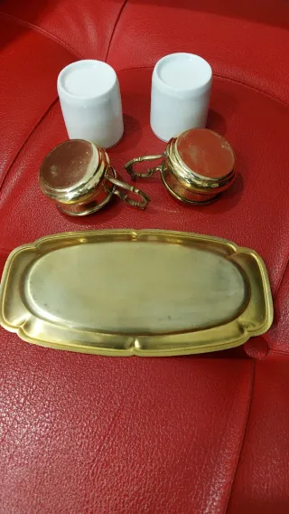 Set 2 tazzine caffè in  porcellana e ottone