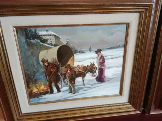 2 Oli su Tela Inverno Neve 62x55