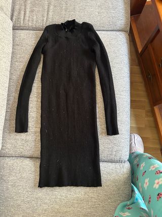 Vestido negro lana manga larga