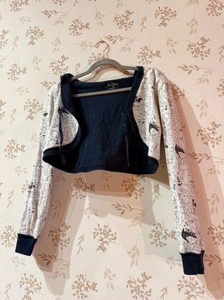 Chaqueta torera reversible azul y blanco