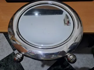 Espejo de mesa antiguo de alpaca