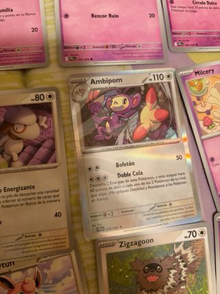 Lote 46 Cartas Pokémon + 6 Holo/Reverse para niños