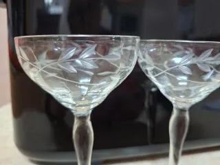 2 Copas Vintage Marion Glass Grabado Floral