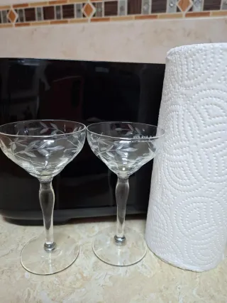 2 Copas Vintage Marion Glass Grabado Floral