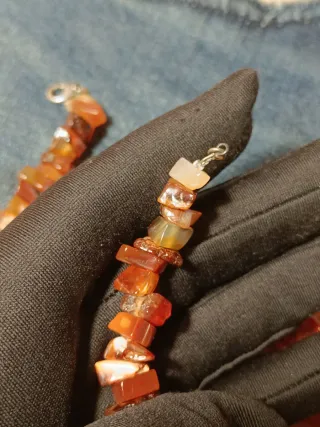 Collana in Corniola con Pendente  Gancetto Argento