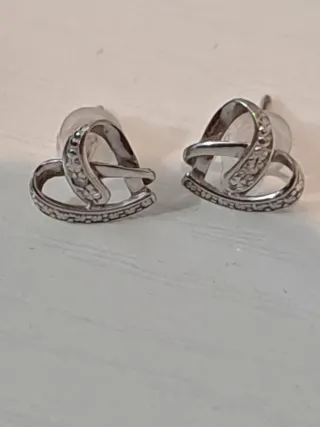 Pendientes Corazón Oro Blanco 18k