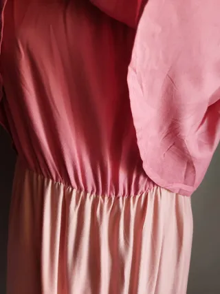 Vestido largo rosa y beige Talla L