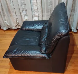 Butaca de piel, 1 plaza, negro