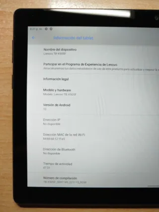 Tablet Lenovo TB-X505F 10 Negra