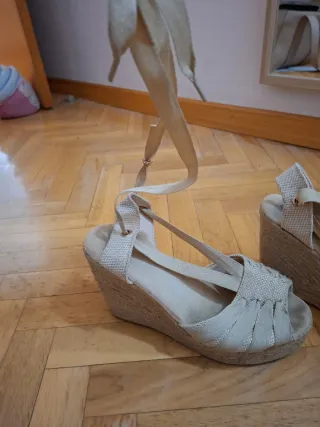 Tacones esparto beige