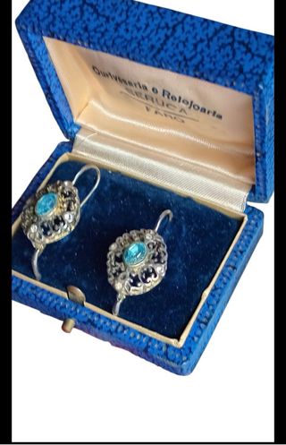 Pendientes Art Nouveau Aguamarina