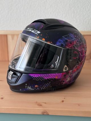 Casco Integral Moto LS2 Negro y Morado