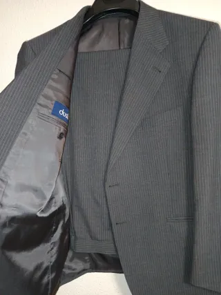 Traje chaqueta gris rayas mujer Talla 58 Dustin