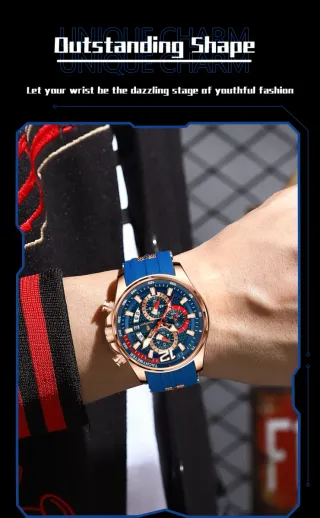 Reloj Poedagar Hombre Azul y Dorado