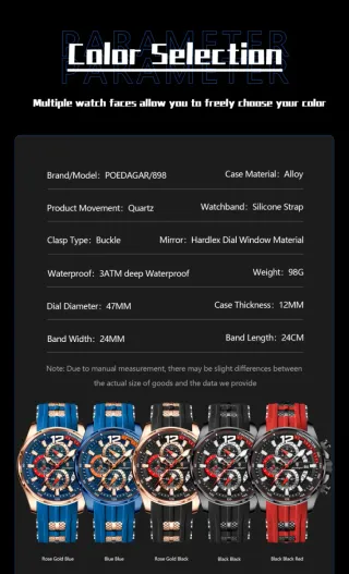 Reloj Poedagar Hombre Azul y Dorado