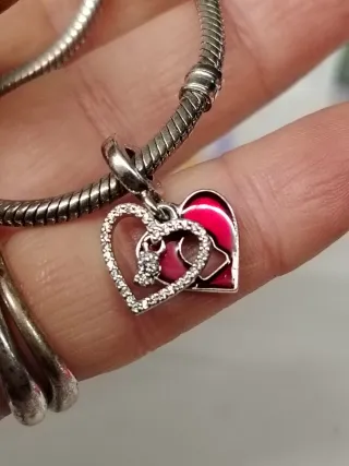 Charm Pandora Cuore Doppio Rosso Zirconi Originale