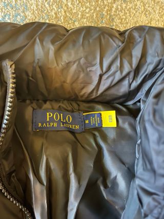 Casaco Puffer Ralph Lauren Preto Logo Branco