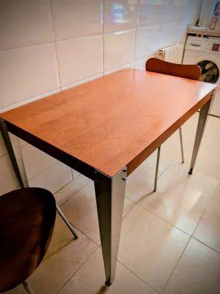 Mesa y 2 Sillas Cocina Madera y Metal