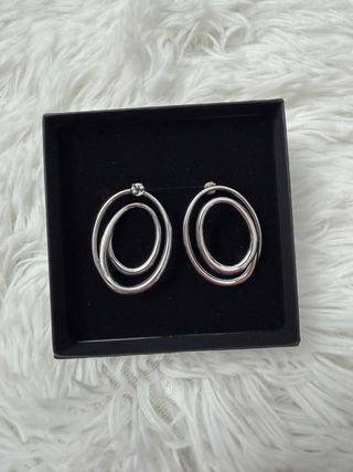 Pendientes acero plata redondos