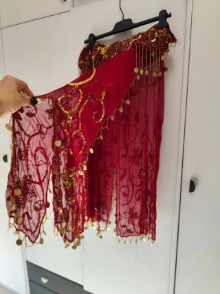 Traje Danza Vientre Rojo y Dorado
