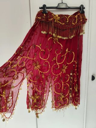 Traje Danza Vientre Rojo y Dorado