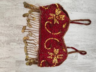 Traje Danza Vientre Rojo y Dorado