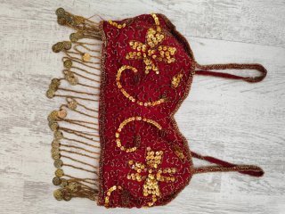 Traje Danza Vientre Rojo y Dorado