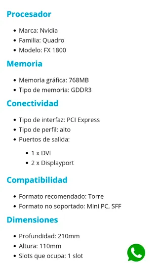 Tarjeta Gráfica Nvidia Quadro FX1800