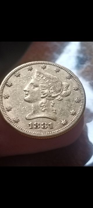 Moneda 1881 Liberty,media onza oro americano